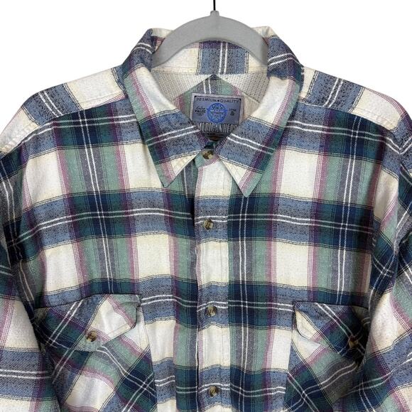 American Hero Plaid Thermal Knit Shirt Men's XL Blue Lined Button-Up - Picture 3 of 13